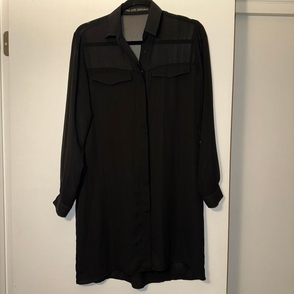 Zara Basic Women’s Medium Button Down Collared Ch… - image 1